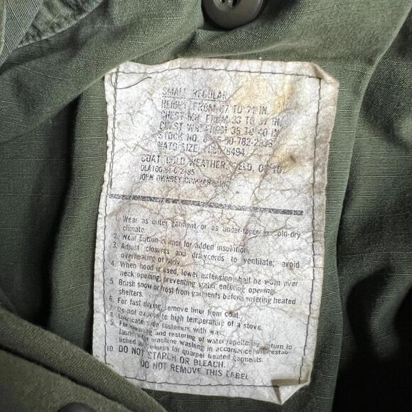 Vintage 80s U.S. Army M-65 Field Jacket Small Regular OG-107 Scovill Zipper - Picture 5 of 10